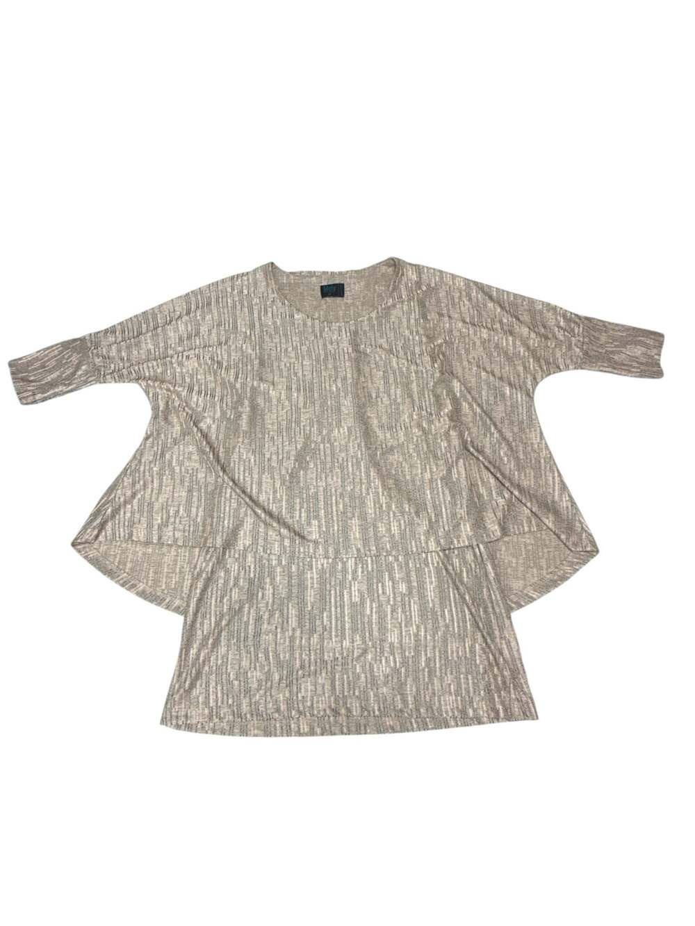 Mely New York Metallic Silver Grey Batwing Cape layered Tunic Top